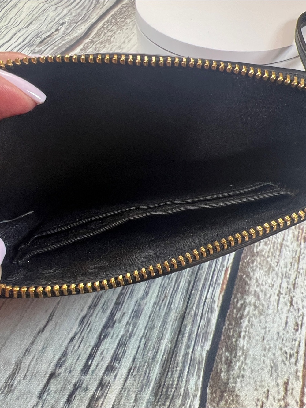 Coach Black Pebbled Leather Zip Pouch with Gold Logo - Picture 4 of 11